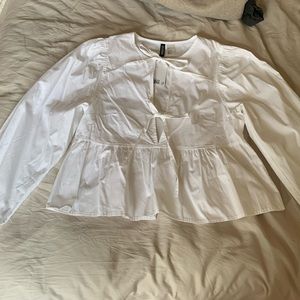 H&M Tie Detail Peplum Top in Small